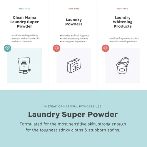 Vista 7 de Clean Mama Detergente en polvo para ropa sucia, detergente en polvo extra fuerte, detergente natural para ropa para pieles sensibles, alimentado por