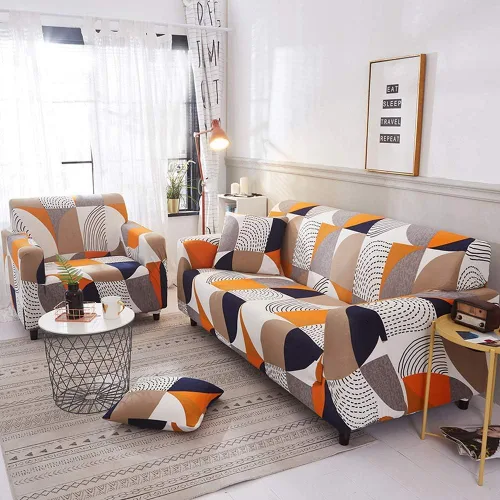 Vista 6 de Shukii Funda elástica para sofás, fundas de sofá ajustadas para sillón, protector de muebles de tela estampada con 1 funda de almohada