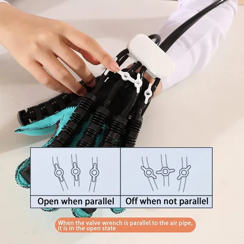 Vista 6 de Guantes de robot de rehabilitación, férula de mano funcional para ejercitador, ortesis para ejercitador, USB cargable, 9 intensidades, 5 modos