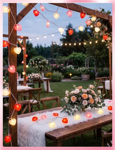Vista 6 de Tira de luces de corazón enchufables, luces de San Valentín de 8.5 pies para interiores y exteriores, con forma de corazón, con 10 LED