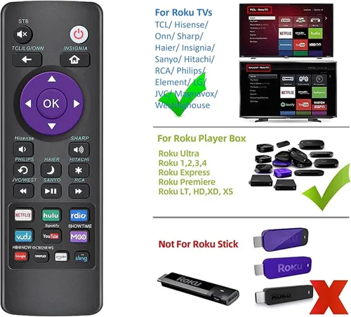 Vista 2 de Control remoto universal para cajas y televisores Roku - Compatible con TCL, Sanyo, LG, RCA, Philips, HITACHI, ONN, Insignia, Hisense, Sharp, JVC
