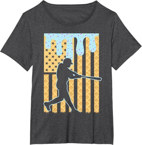 Vista 24 de Camiseta de béisbol Drip Boys Dripping Ice Cream Baseball American Flag, Negro -, Pequeña