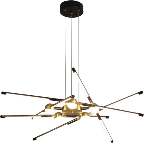 Vista 8 de Candelabro negro moderno, Candelabro Sputnik de 10 luces regulable enchufable, lámpara colgante de techo con instalación empotrada, lámpara colgante