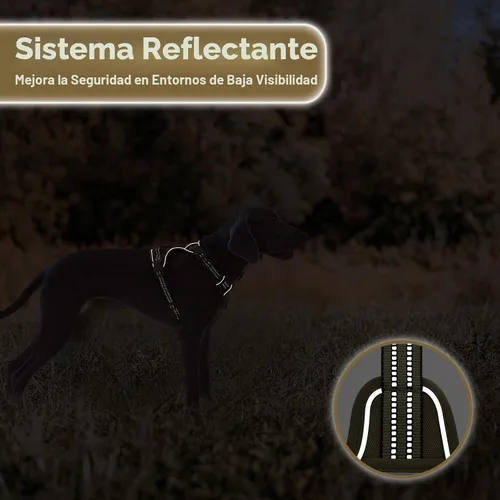 Vista 5 de Arnés para perro sin tirones, chaleco ajustable para perro para caminar fácilmente, material Oxford transpirable, arnés reflectante para mascotas