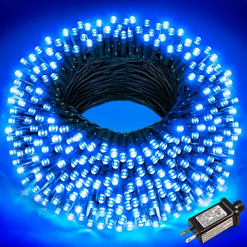 Vista 38 de Juego de 2, luces de Navidad, 200 pies, 600 LED, exterior/interior, guirnalda luces, 8 modos, impermeables, cable verde, parpadeantes, árbol, patio