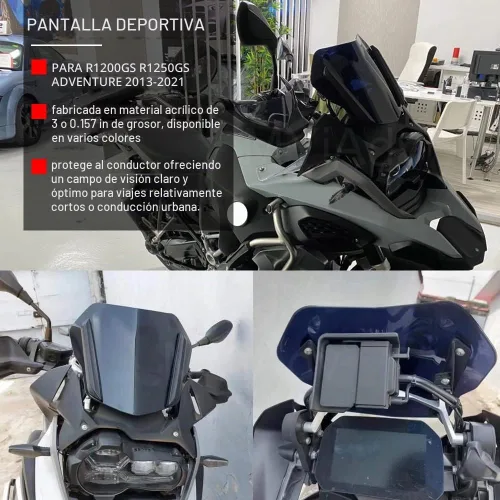 Vista 3 de Parabrisas de motocicleta para BMW R1200GS LC R1250GS ADV parabrisas 2013-2025 protector de deflector de viento protector de pantalla deportiva