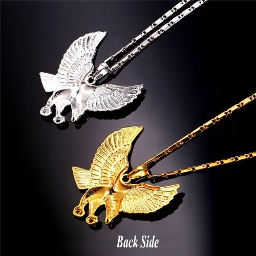 Vista 5 de U7 Collares punk camaleónáguiladragónhalcónlobo para hombres y mujeres, colgante de animal de acero inoxidable negro retro, regalo de joyería
