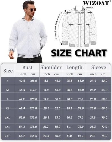 Vista 6 de Wizoat Chaqueta universitaria para hombre, chaqueta ligera casual con diseño de gofre, chaquetas bomber