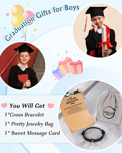 Vista 6 de UNGENT THEM Pulsera de cuerda trenzada con cruz para hombres y niños, Navidad, San Valentín, graduación, Pascua, regalos de bautismo cristiano