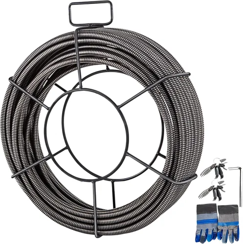 Vista 13 de VEVOR Cable de limpieza de desagüe de 50 pies x 1/2 pulgada, cable de alcantarillado de núcleo sólido, cable de auger de desagüe, cable de limpieza