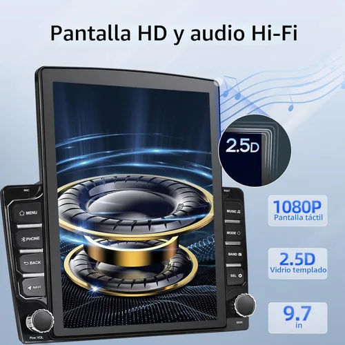 Vista 4 de Estéreo vertical del coche del Din doble de 2G+64G Android con Carplay y Android Auto 9,7 pulgadas de radio de la pantalla táctil