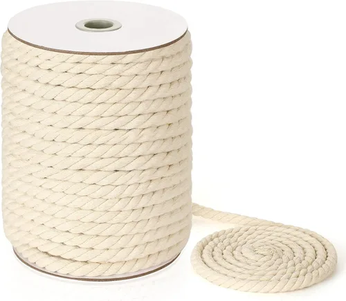 Vista 12 de Cuerda de macramé de 0.118 in x 328 yardas Cuerda de macramé 100% algodón natural 3 hebras de algodón trenzado para colgar plantas hecho a mano
