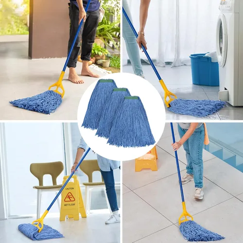Vista 5 de Matthew Cleaning - Paquete de 3 trapeadores de algodón de 16 onzas, cuerda abierta de algodón, recambios de cuerda resistente, mezcla universal