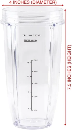 Vista 3 de Piezas de repuesto para licuadora, compatible con Ninja, cuchilla extractora de 7 aletas de copa de 24 onzas, compatible con Nutri, compatible