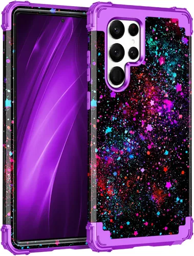 Vista 22 de Miqala Funda para Galaxy S21 FE 5G, brilla en la oscuridad, tres capas, resistente, protección a prueba de golpes, parachoques de plástico