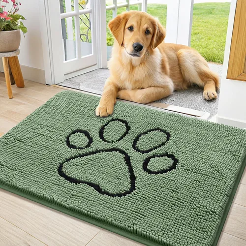 Vista 94 de Smiry Tapete para puerta de perro para patas fangosas, absorbente y Gris y negro