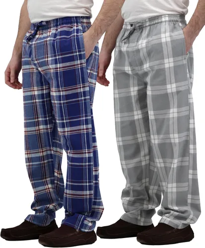 Vista 8 de Andrew Scott - Pantalones de pijama de franela 100 % algodón supersuaves para hombre, diseño a cuadros, paquete de 2