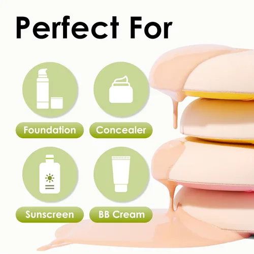 Vista 3 de 4 Paquetes de Esponjas de Maquillaje para Base, Corrector y Polvo, Esponja Mezcladora Libre de Látex para Maquillaje Natural y Fácil, Suave