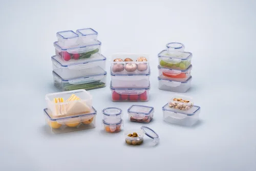 Vista 3 de LOCK & LOCK Easy Essentials - Tapas de almacenamiento de alimentos/recipientes herméticos, sin BPA, cuadrados, 20 oz para café, transparente