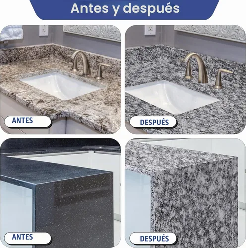 Vista 4 de GLAINTE Kit de pintura epoxi para encimera, pintura de reacabado de granito B1. Granito epoxi-blanco