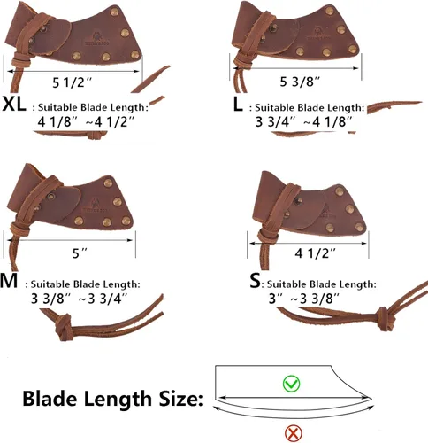 Vista 3 de Funda de cuero para hacha, funda de piel de búfalo para la cabeza del hacha con trabillas para cinturón, protector de hacha