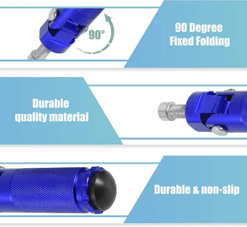 Vista 4 de Motoforti 1 par 0.315 in aleación de aluminio universal motocicleta plegable trasero reposapiés estribera pedal peg bicicleta bicicleta ciclismo azul