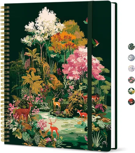 Vista 24 de Taja Diario Grande con Líneas en Espiral para Mujeres, Cuadernos de 8.5" x 11" para Trabajo con Rayado Universitario, Cuadernos A4 Estéticos Bonitos