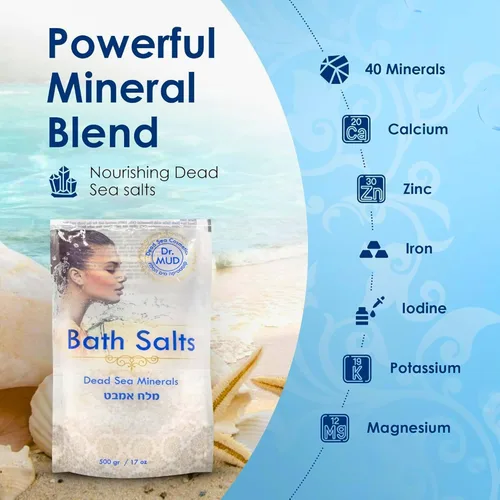 Vista 2 de Sal natural del mar muerto remojo de baño 100% rico en minerales, más minerales que la sal de Epsom, relajación profunda, desintoxicación, exfolia