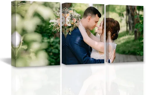 Vista 14 de DOARTDO Lienzo decorativo para pared, 3 paneles, impresiones en lienzo personalizadas con fotos familiares de tu boda, decoración del hogar listo
