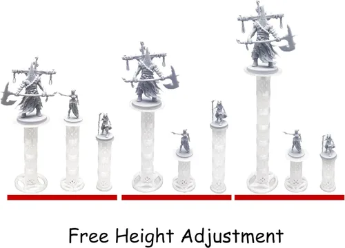 Vista 3 de Elevadores de combate para miniaturas voladoras, soportes de vuelo Terreno DND TRPG, plataformas elevadas, 8 niveles ajustables con 3 soportes
