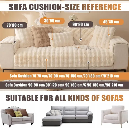 Vista 4 de MIFXIN Funda de cojín de felpa suave para sofá, funda de almohada de conejo esponjoso, protector de muebles para sofá seccional y respaldo