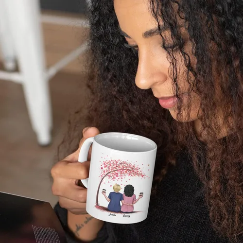 Vista 3 de Gossby - Taza de café personalizada para mujer, 2 unidades, con nombres personalizados Taza personalizada para dos mujeres, taza de café