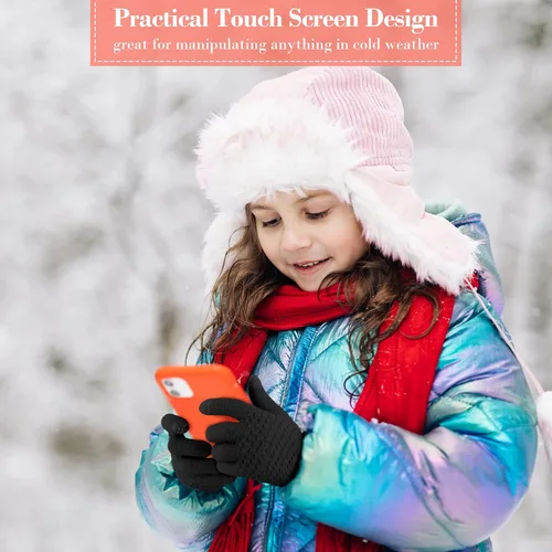 Vista 5 de Coume 4 pares de guantes de punto para pantalla táctil de invierno para niños