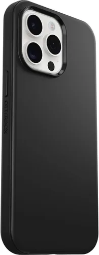 Vista 4 de OtterBox Funda de la serie Symmetry para iPhone 15 Pro MAX (solamente), color negro, se ajusta a MagSafe, ultra elegante, bordes elevados que
