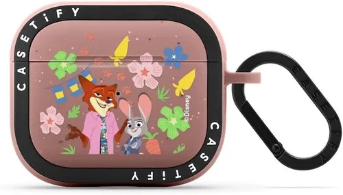 Vista 65 de CASETiFY AirPods Pro (1ª/2ª Gen) Estuche Bounce con Anillo [Colaboración Frozen] - Copo de Nieve de Anna - Taupe Mate