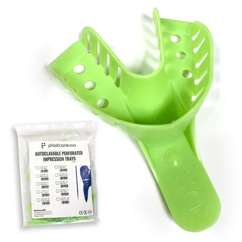 Vista 11 de Bandejas de impresión dental grandes inferiores - Juego de bandejas de impresión perforadas autoclavables - Tamaño número 2 (Bolsa de 12)