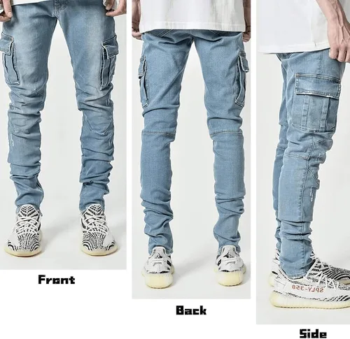 Vista 2 de Pantete Pantalones de mezclilla ajustados para hombre 7 bolsillos elásticos ajustados estilo lápiz Nova Fashion
