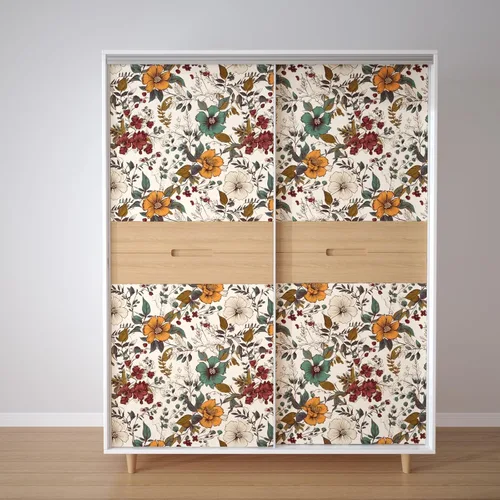 Vista 6 de Danodoi Papel tapiz floral amarillo para despegar y pegar, papel tapiz de vinilo para pegar y despegar, papel adhesivo colorido para armarios, papel