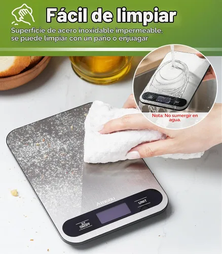 Vista 8 de Atogou Báscula de alimentos -33lb Balanza digital de cocina para alimentos