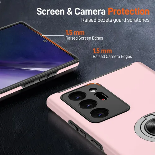 Vista 31 de Gritup - Funda para Galaxy A05S con protector de pantalla HD×2, funda protectora para teléfono a prueba de golpes con soporte magnético de anillo