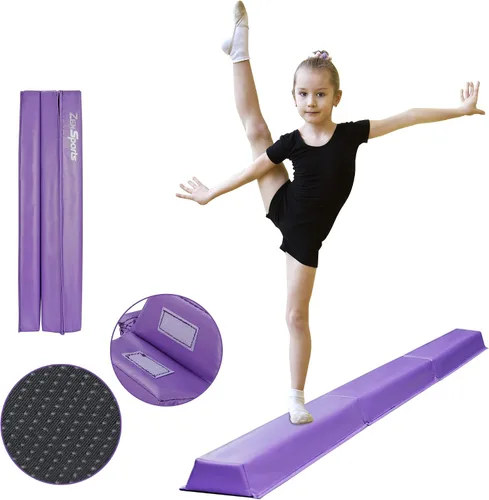 Vista 7 de Haz de equilibrio de 6 pies/9 pies para niños, haz de gimnasia plegable para el hogar, equipo de gimnasia plegable para niños y adultos, base