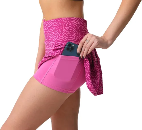 Vista 3 de Husnainna Falda pantalón plisada de cintura alta con bolsillos para tenis y golf para mujer, pantalones cortos incorporados para el entrenamiento