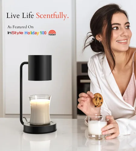 Vista 2 de Cozyberry® Querencia™ - Lámpara calentadora de velas, temporizador de 1, 2, 4 horas, 2 bombillas incluidas, compatible con todas las velas, lámpara
