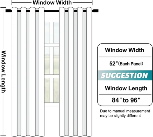 Vista 6 de SimpleHome Cortinas de Lino Blanco Crema 100% Opacas de 84 Pulgadas de Largo, Juego de 2 Paneles, Lino Sintético Texturizado para Sala de Estar