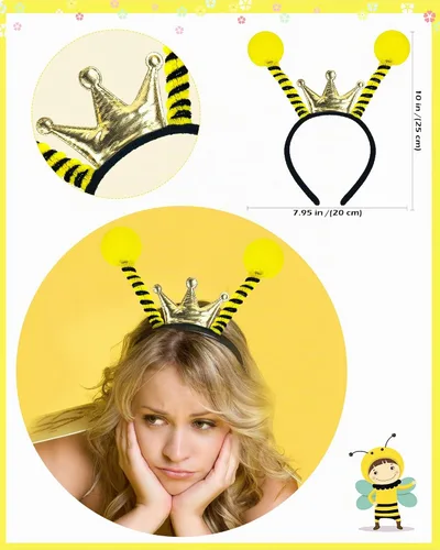 Vista 6 de Dolkoic Queen Bee Antena Diadema Corazón Gafas de sol para mujer Halloween