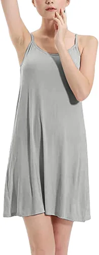 Vista 2 de Vestido completo para mujer, brasier integrado, ropa de dormir con tirantes delgados ajustables