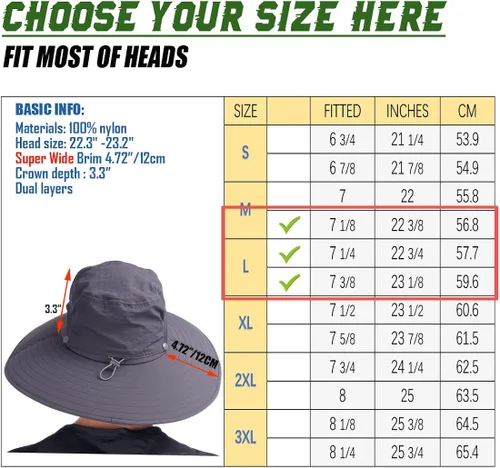 Vista 6 de USHAKE Sombrero de pesca, pescador, sombrero de sol, sombrero de ala ancha, sombrero de bonnie para hombres y mujeres