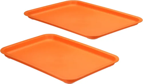 Vista 10 de PATIKIL Bandeja de comida rápida de 12 x 9, paquete de 2 bandejas rectangulares reutilizables de plástico multiusos para cafetería, restaurante, Azul