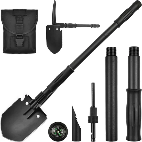 Vista 6 de Pala plegable de supervivencia multiherramienta, herramienta de atrincheramiento militar resistente con pico, pala plegable para recuperación