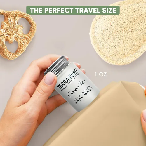 Vista 5 de Terra Pure Gel de baño para hotel, tamaño de viaje, 20 unidades, botellas de 1 oz, amenidades de huéspedes para hoteles, alquileres de vacaciones